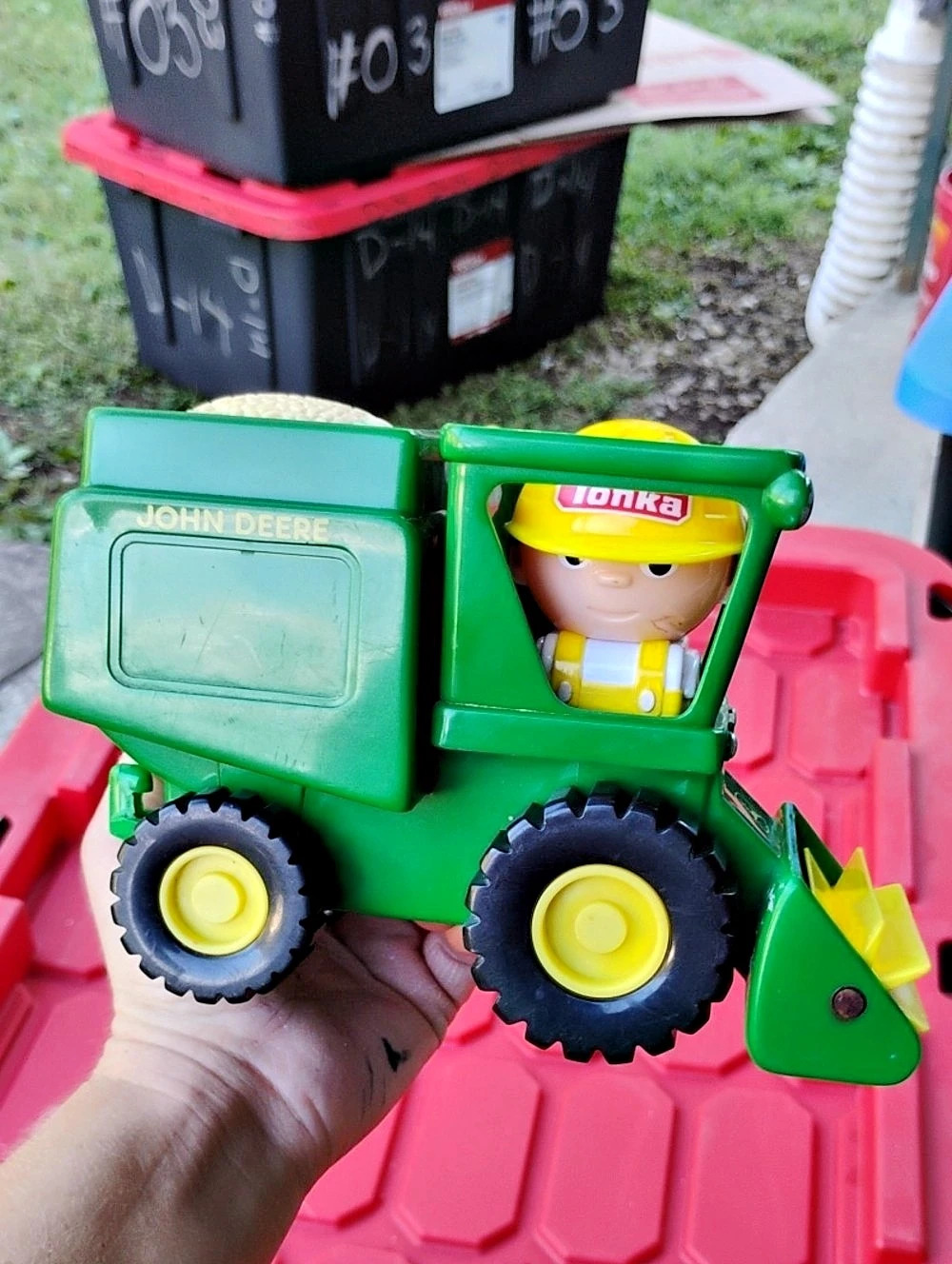 (#04) John Deere Green Tractor Toy W Tonka Figure